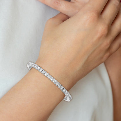 14k White Gold 10 Ct. Lab Grown Diamond VS/SI+ G+ Princess Tennis Bracelet