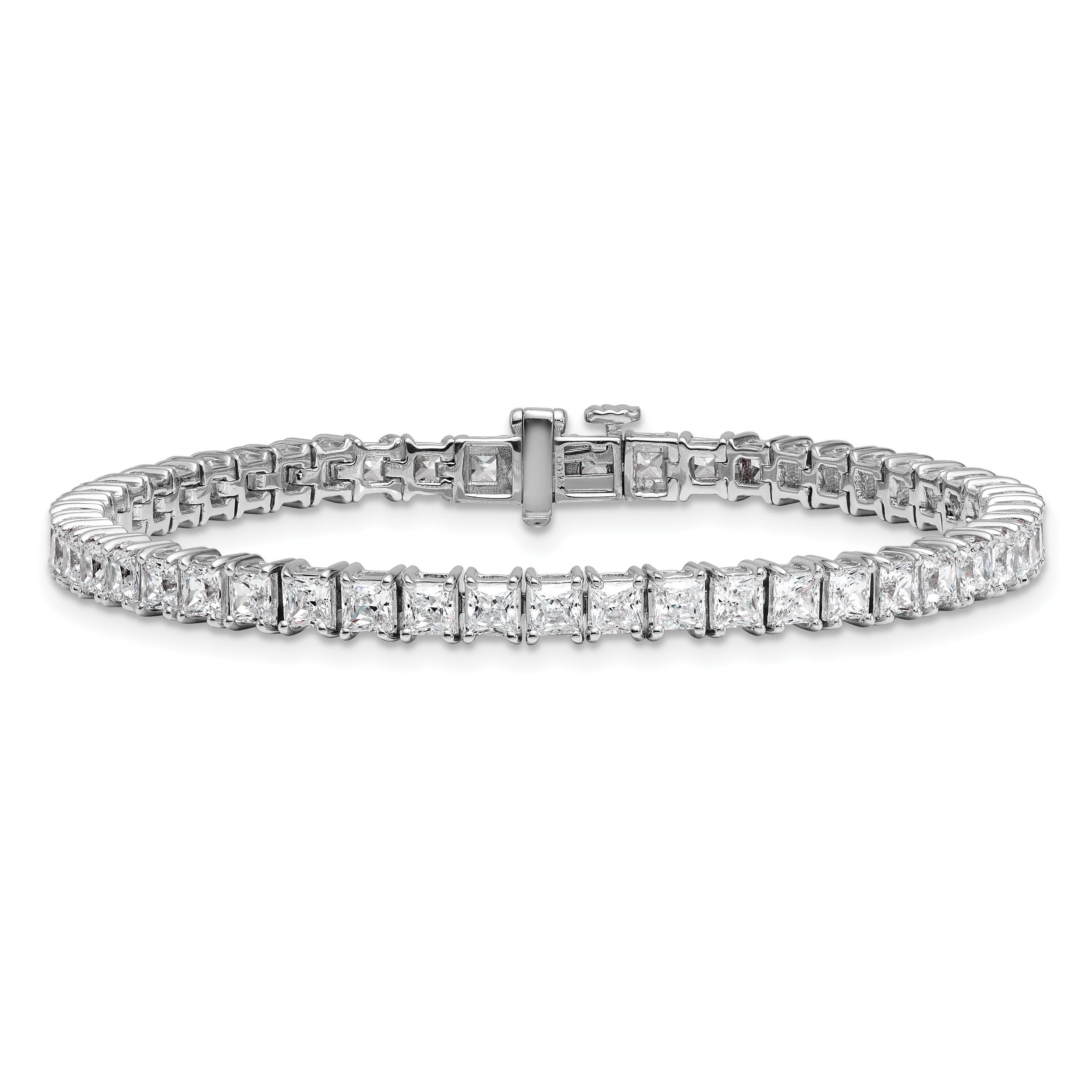 14k White Gold 10 Ct. Lab Grown Diamond VS/SI+ G+ Princess Tennis Bracelet