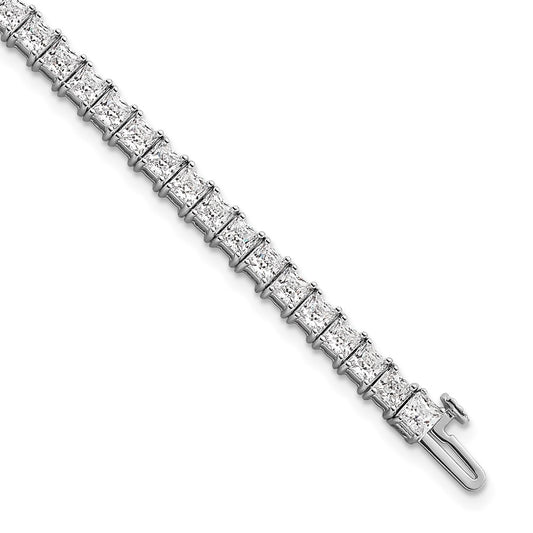 14k White Gold 10 Ct. Lab Grown Diamond VS/SI+ G+ Princess Tennis Bracelet