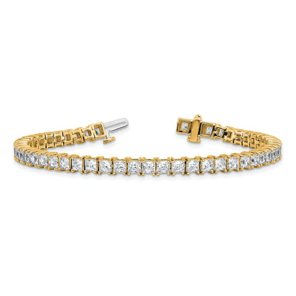 14K Yellow Gold 10 Carat Lab Grown Diamond Vs+ F+ Complete Princess Prong Set Tennis Bracelet