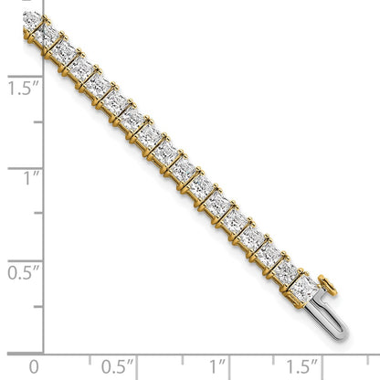 14K Yellow Gold 10 Carat Lab Grown Diamond Vs+ F+ Complete Princess Prong Set Tennis Bracelet
