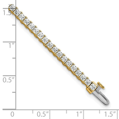 14K Yellow Gold 6 Carat Lab Grown Diamond Vs/Si+ G+ Princess Tennis Bracelet
