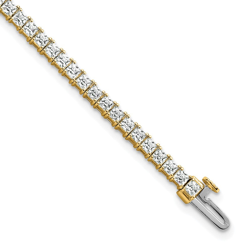 14K Yellow Gold 6 Carat Lab Grown Diamond Vs/Si+ G+ Princess Tennis Bracelet
