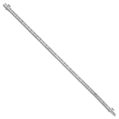 14K White Gold 5 Carat Lab Grown Diamond Vs+ F+ Complete Princess Bezel Set Tennis Bracelet