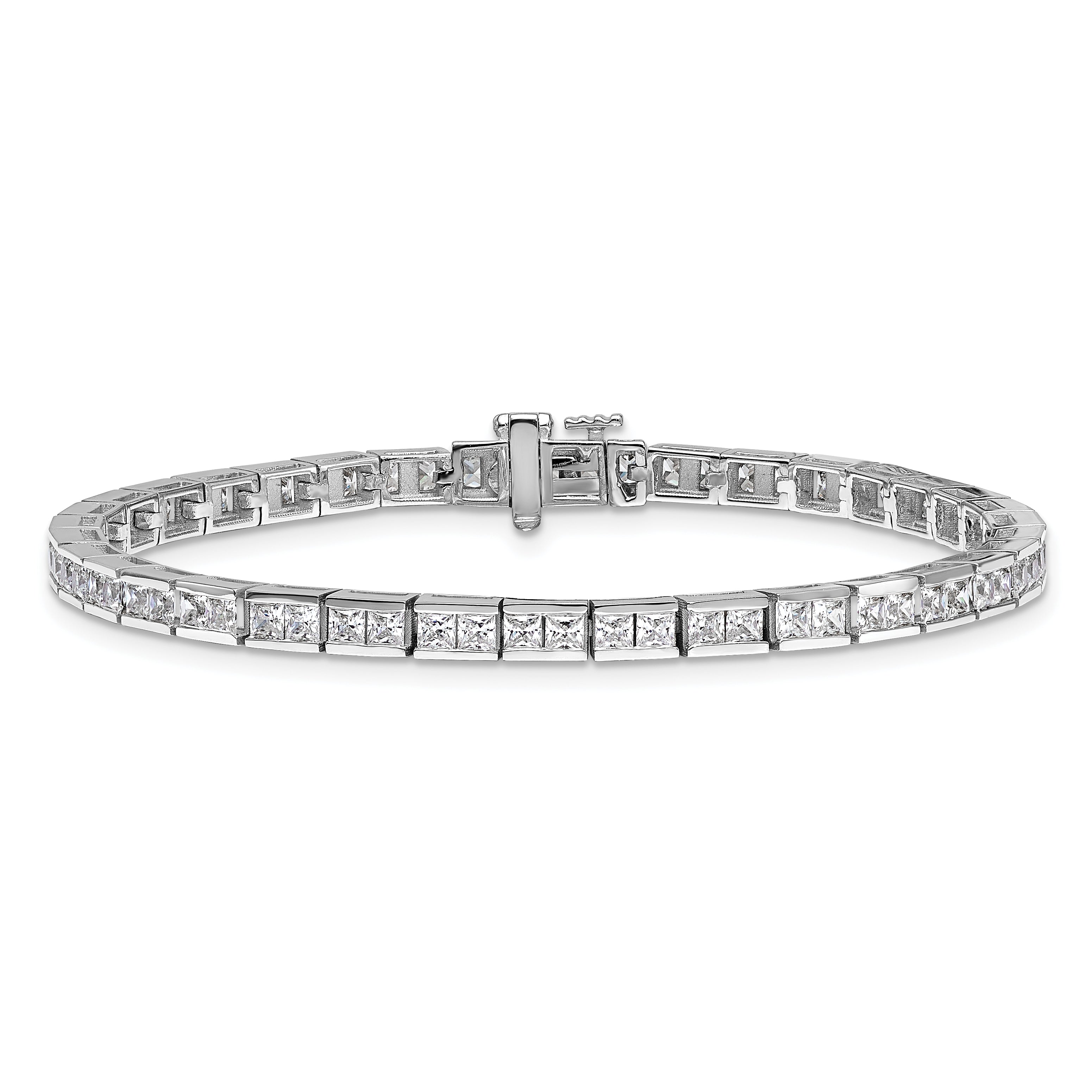 14k White Gold 5 Ct. Lab Grown Diamond VS/SI+ G+ Princess Tennis Bracelet