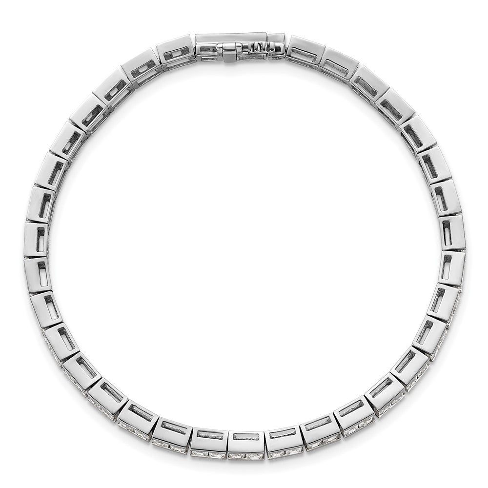 14K White Gold 5 Carat Lab Grown Diamond Vs+ F+ Complete Princess Bezel Set Tennis Bracelet