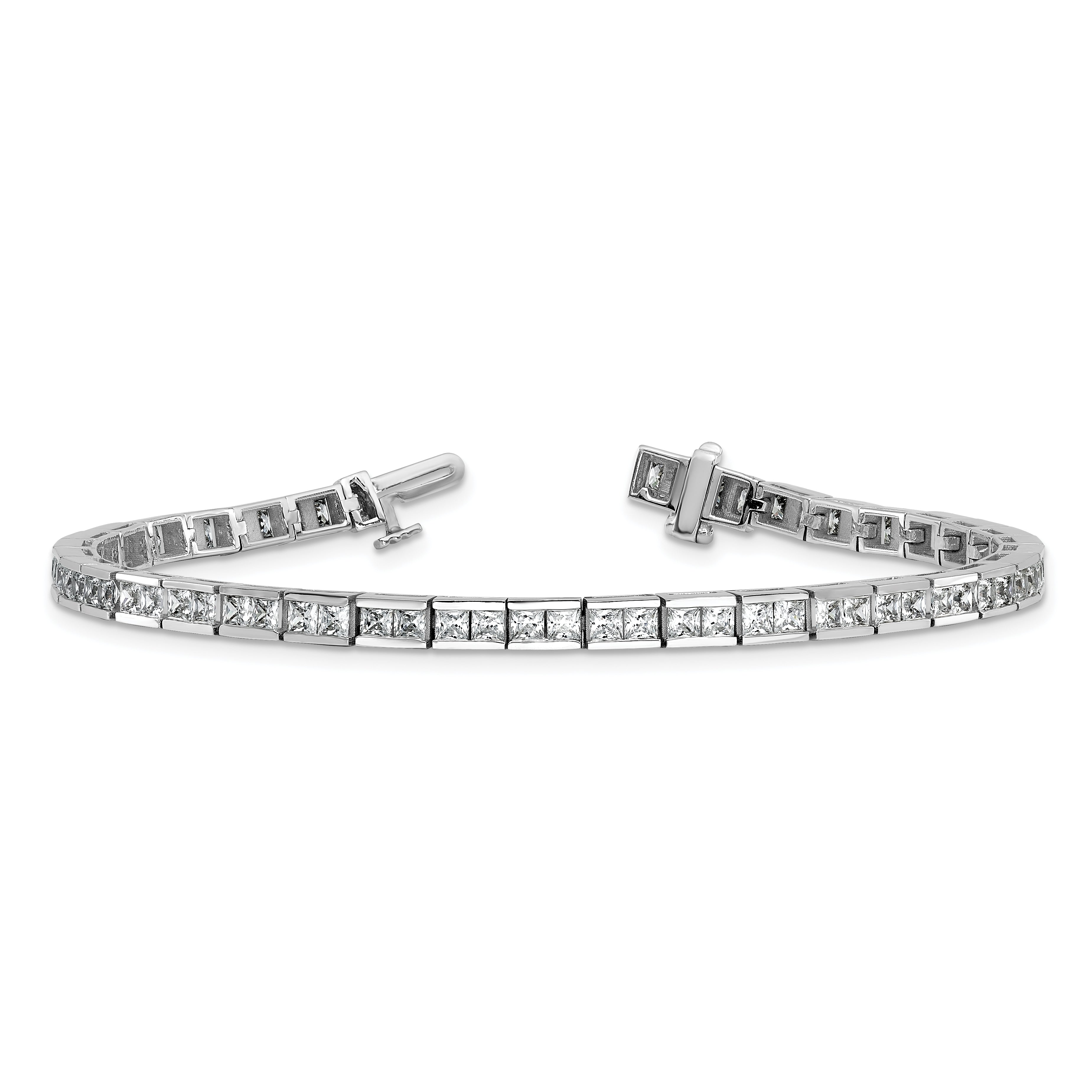 14k White Gold 5 Ct. Lab Grown Diamond VS/SI+ G+ Princess Tennis Bracelet