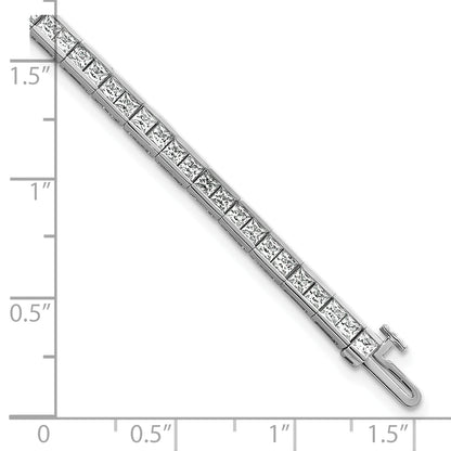 14K White Gold 5 Carat Lab Grown Diamond Vs+ F+ Complete Princess Bezel Set Tennis Bracelet