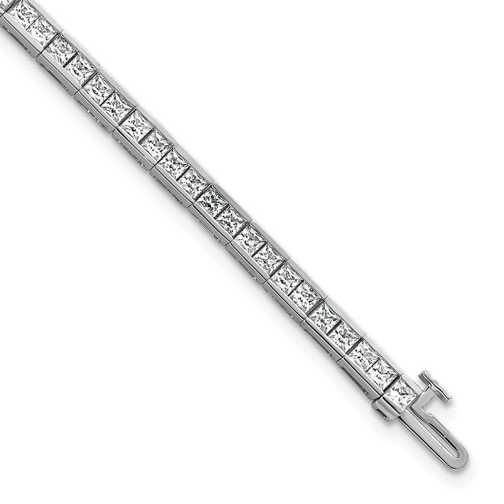 14K White Gold 5 Carat Lab Grown Diamond Vs+ F+ Complete Princess Bezel Set Tennis Bracelet