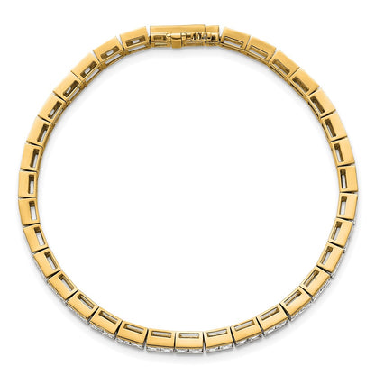 14K Yellow Gold 5 Carat Lab Grown Diamond Vs/Si+ G+ Complete Princess Bezel Set Tennis Bracelet