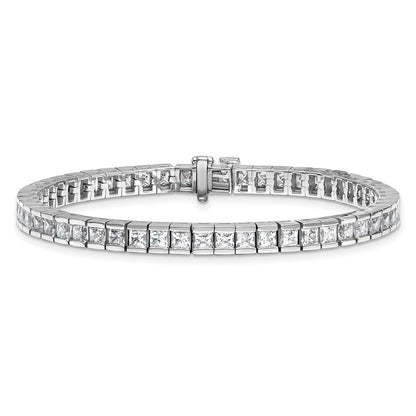 14K White Gold 10 Carat Lab Grown Diamond Vs+ F+ Complete Princess Bezel Set Tennis Bracelet
