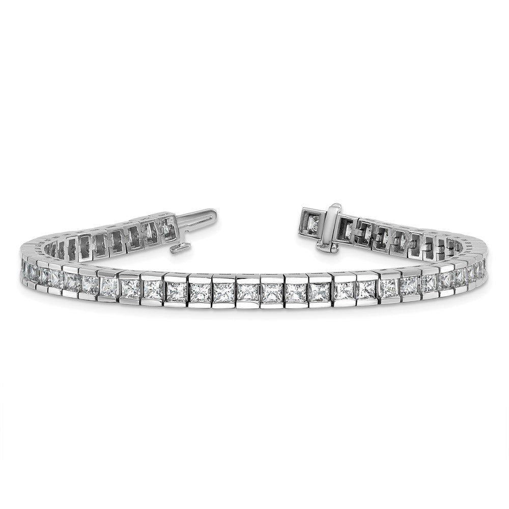 14K White Gold 10 Carat Lab Grown Diamond Vs+ F+ Complete Princess Bezel Set Tennis Bracelet