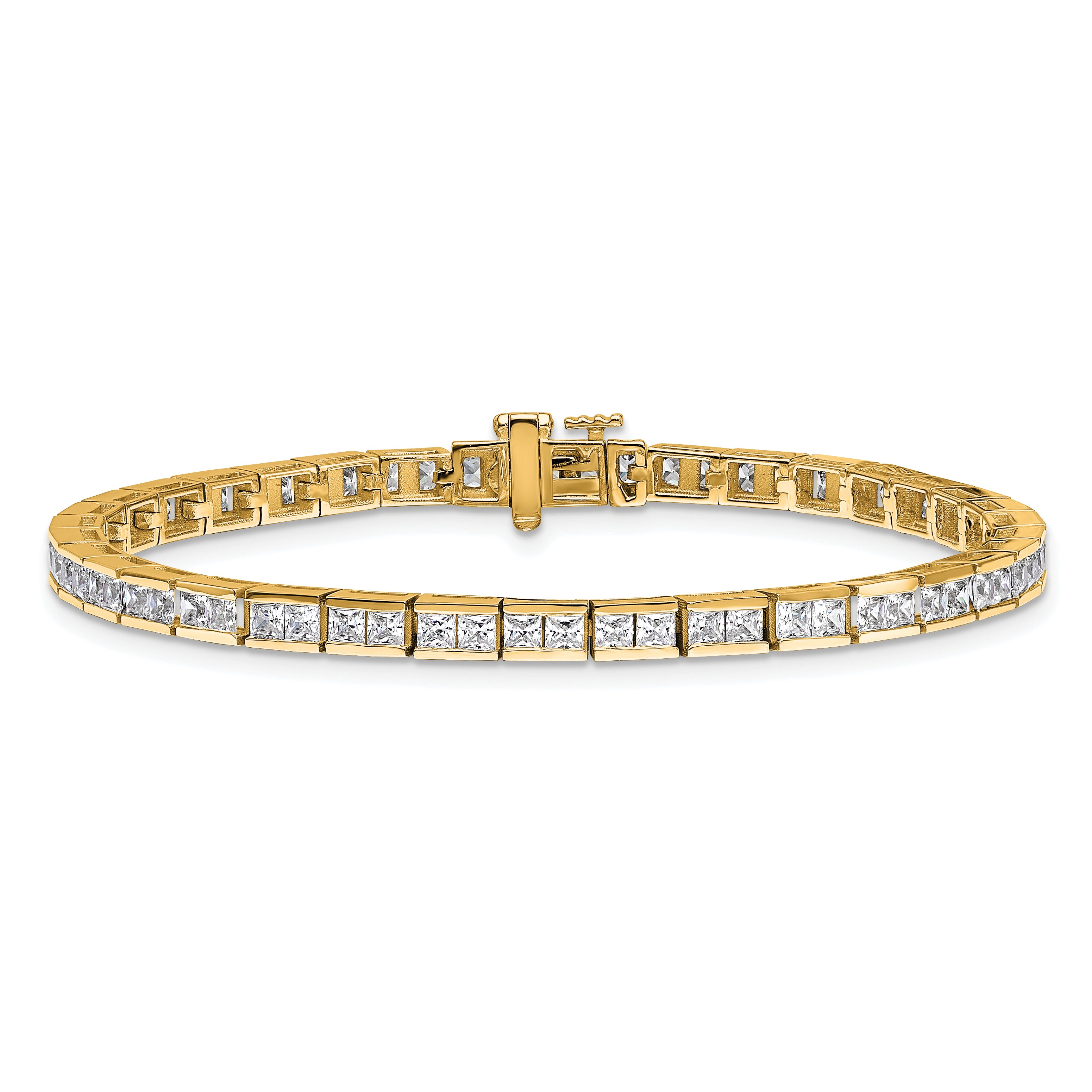 14k Yellow Gold Lab Grown Diamond VS/SI FGH Princess Tennis Bracelet
