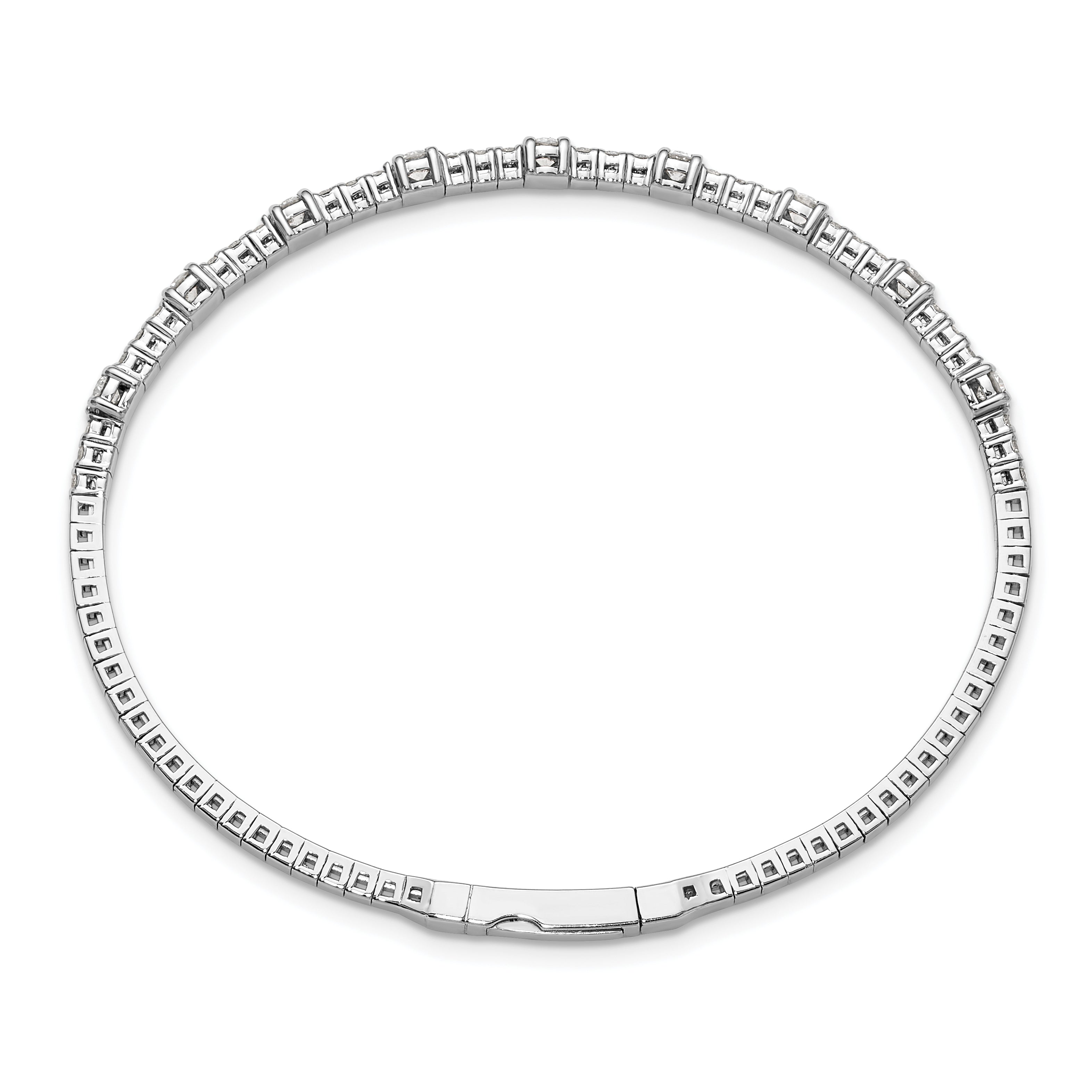 14K White Gold 1 1/3 Carat Lab Grown Diamond Vs/Si+ G+ Complete Bangle