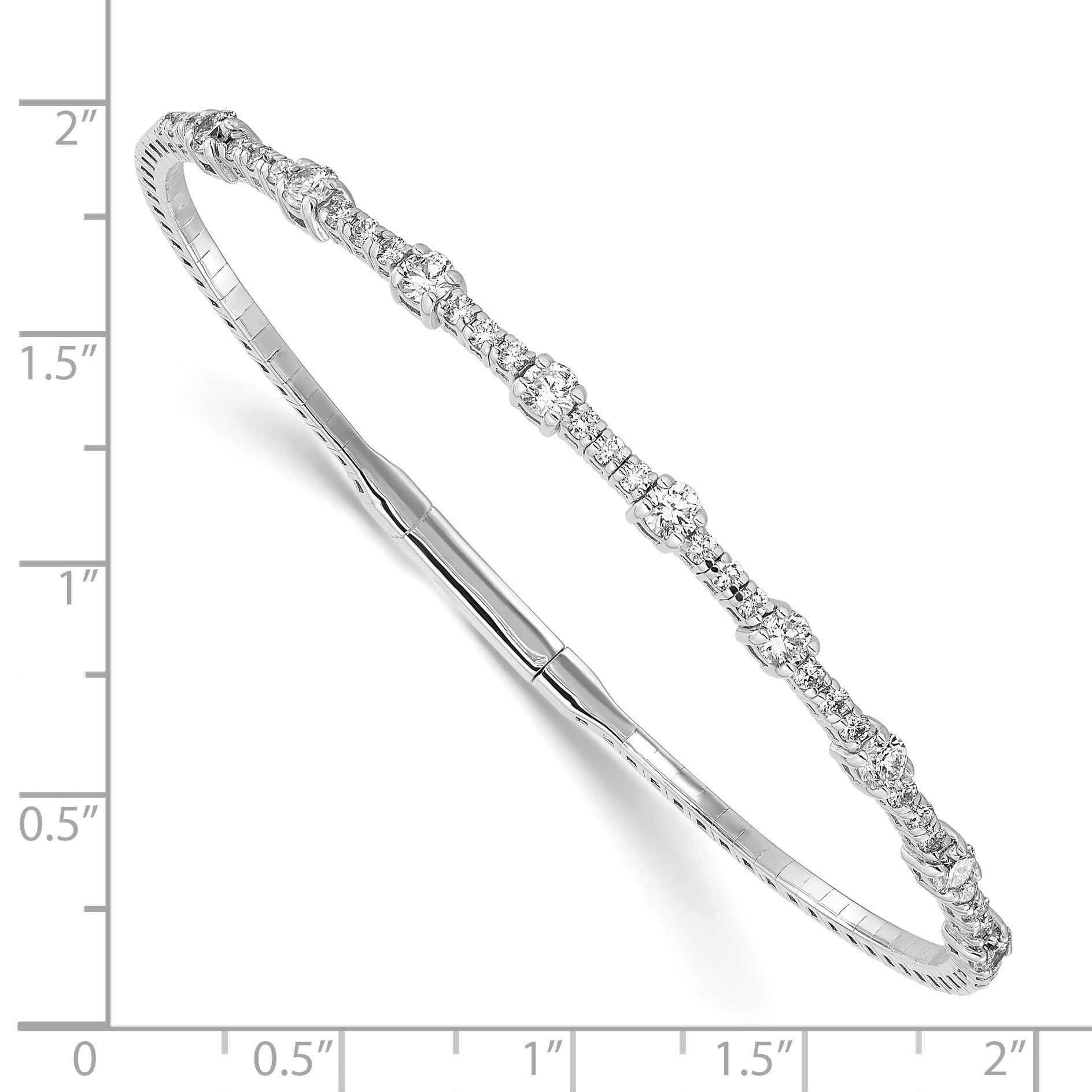14K White Gold 1 1/3 Carat Lab Grown Diamond Vs/Si+ G+ Complete Bangle