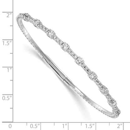 14K White Gold 1 1/3 Carat Lab Grown Diamond Vs/Si+ G+ Complete Bangle