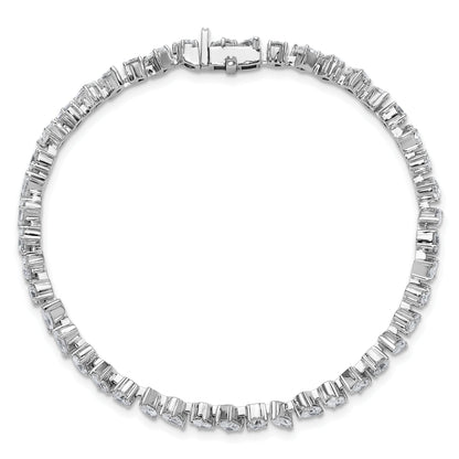 14K White Gold 5 1/3 Carat Lab Grown Diamond Vs/Si+ G+ Complete Multiple Shape Fashion Tennis Bracelet