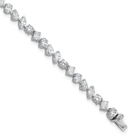 14K White Gold 5 1/3 Carat Lab Grown Diamond Vs/Si+ G+ Complete Multiple Shape Fashion Tennis Bracelet