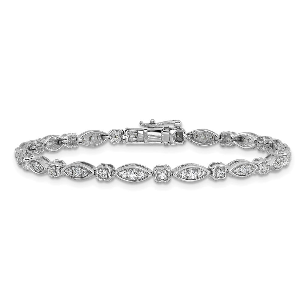 14k White Gold 1 Ct. Lab Grown Diamond VS/SI+ G+ 7 inch Fancy Bracelet