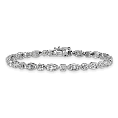 14k White Gold 1 Ct. Lab Grown Diamond VS/SI+ G+ 7 inch Fancy Bracelet
