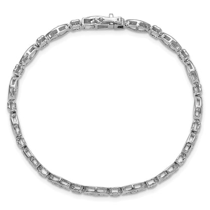 14k White Gold 1 Ct. Lab Grown Diamond VS/SI+ G+ 7 inch Fancy Bracelet