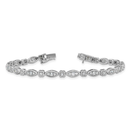 14k White Gold 1 Ct. Lab Grown Diamond VS/SI+ G+ 7 inch Fancy Bracelet