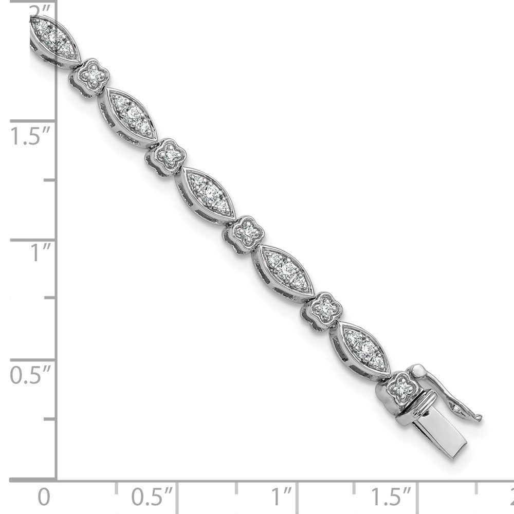 14k White Gold 1 Ct. Lab Grown Diamond VS/SI+ G+ 7 inch Fancy Bracelet