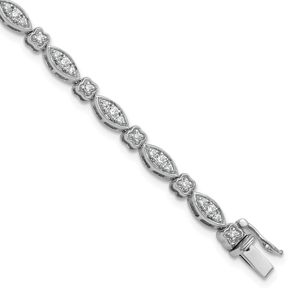 14k White Gold 1 Ct. Lab Grown Diamond VS/SI+ G+ 7 inch Fancy Bracelet