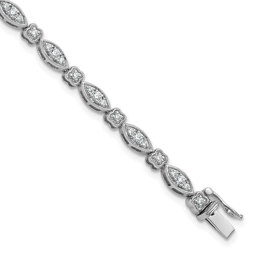 14k White Gold 1 Ct. Lab Grown Diamond VS/SI+ G+ 7 inch Fancy Bracelet