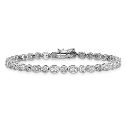 14k White Gold 7/8 Ct. Lab Grown Diamond VS/SI+ G+ 7 inch Fancy Bracelet