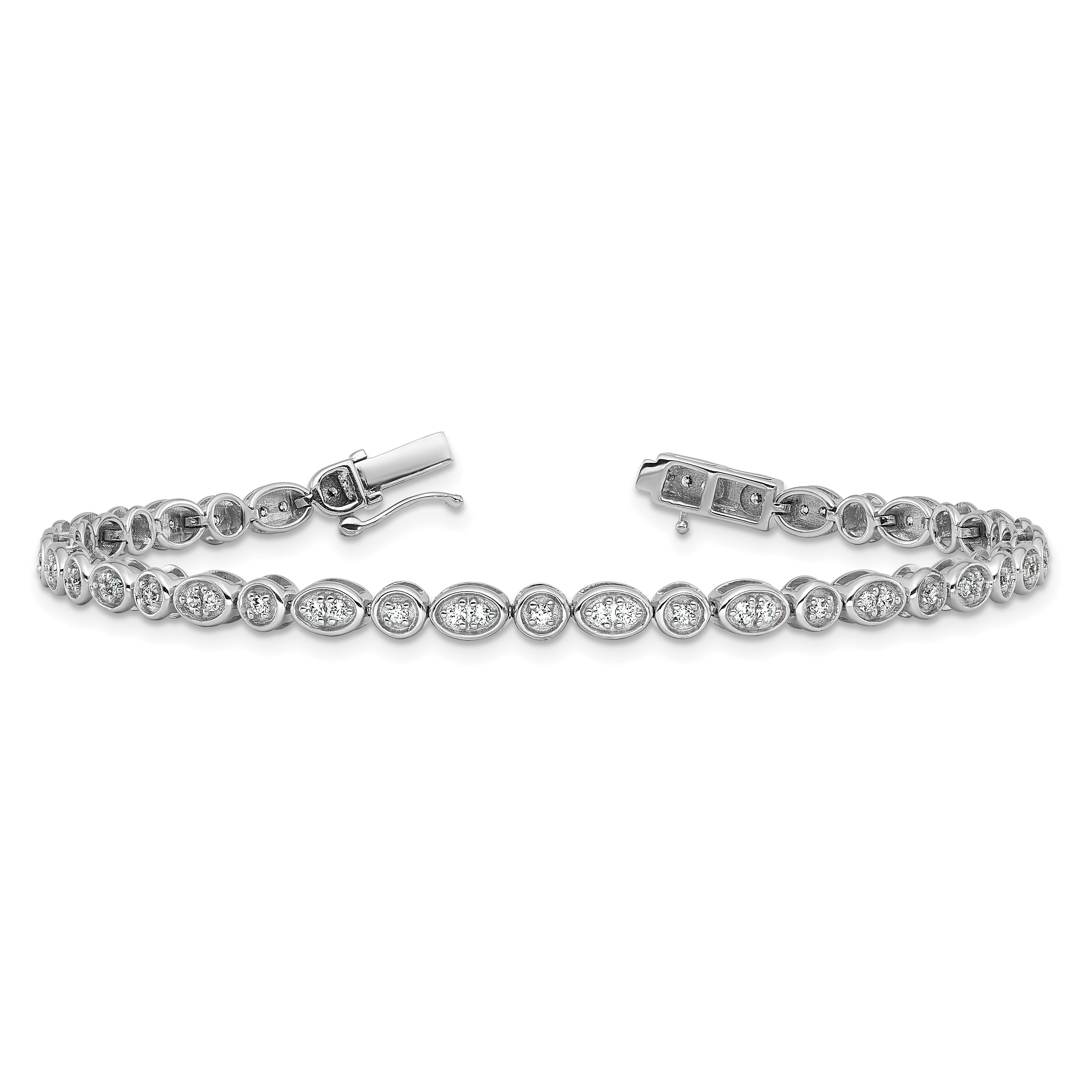 14k White Gold 7/8 Ct. Lab Grown Diamond VS/SI+ G+ 7 inch Fancy Bracelet