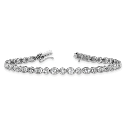 14k White Gold 7/8 Ct. Lab Grown Diamond VS/SI+ G+ 7 inch Fancy Bracelet