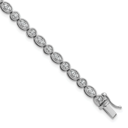 14K White Gold 7/8 Carat Lab Grown Diamond Vs/Si+ G+ 7 Inch Fancy Bracelet