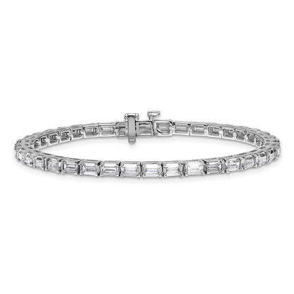 14k White Gold 10 Ct. Lab Grown Diamond VS/SI+ G+ Emerald Tennis Bracelet