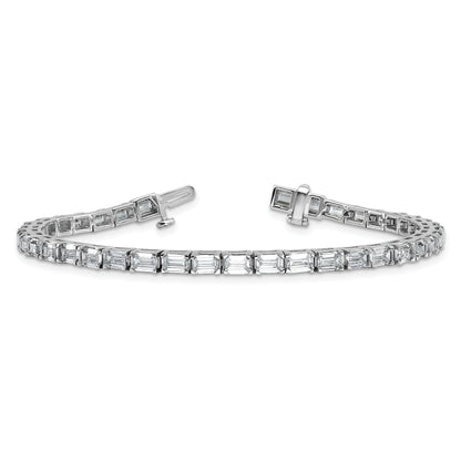 14k White Gold 10 Ct. Lab Grown Diamond VS/SI+ G+ Emerald Tennis Bracelet