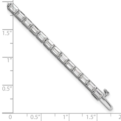 14k White Gold 10 Ct. Lab Grown Diamond VS/SI+ G+ Emerald Tennis Bracelet