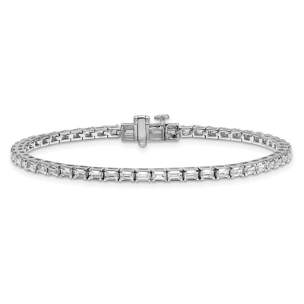 14k White Gold 5 Ct. Lab Grown Diamond VS/SI+ G+ Emerald Tennis Bracelet