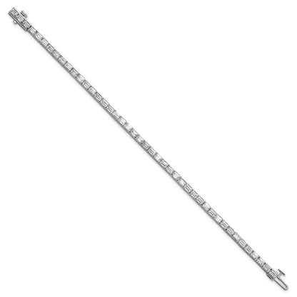 14k White Gold 7 Ct. Lab Grown Diamond VS/SI+ G+ Emerald Tennis Bracelet