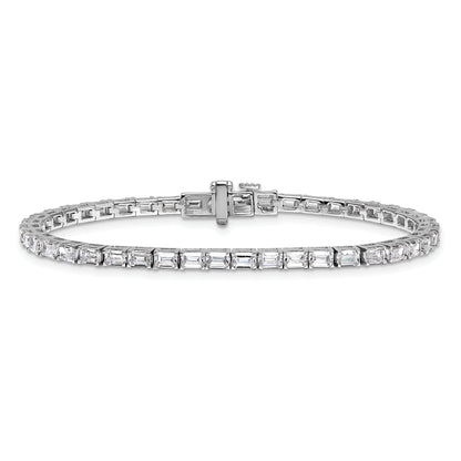 14k White Gold 7 Ct. Lab Grown Diamond VS/SI+ G+ Emerald Tennis Bracelet