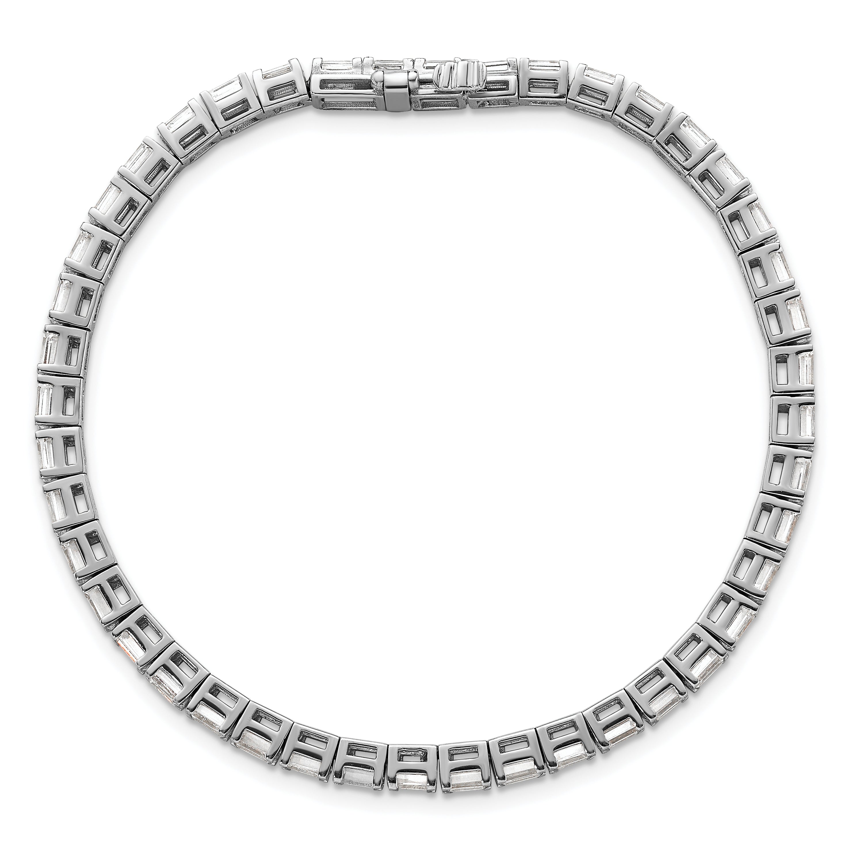 14k White Gold 7 Ct. Lab Grown Diamond VS/SI+ G+ Emerald Tennis Bracelet