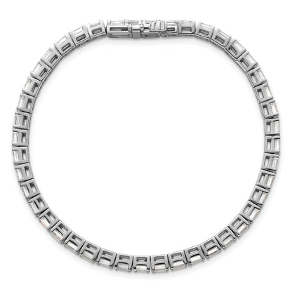 14k White Gold 7 Ct. Lab Grown Diamond VS/SI+ G+ Emerald Tennis Bracelet