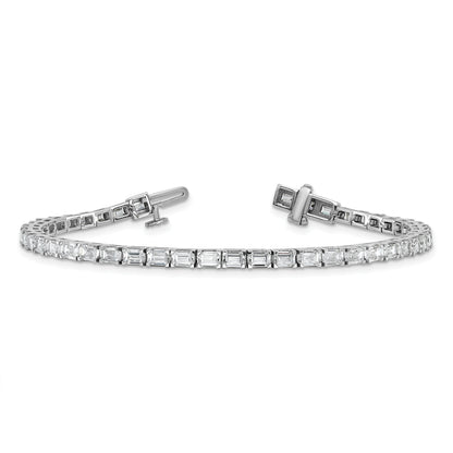 14k White Gold 7 Ct. Lab Grown Diamond VS/SI+ G+ Emerald Tennis Bracelet