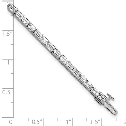 14k White Gold 7 Ct. Lab Grown Diamond VS/SI+ G+ Emerald Tennis Bracelet