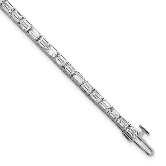 14k White Gold 7 Ct. Lab Grown Diamond VS/SI+ G+ Emerald Tennis Bracelet