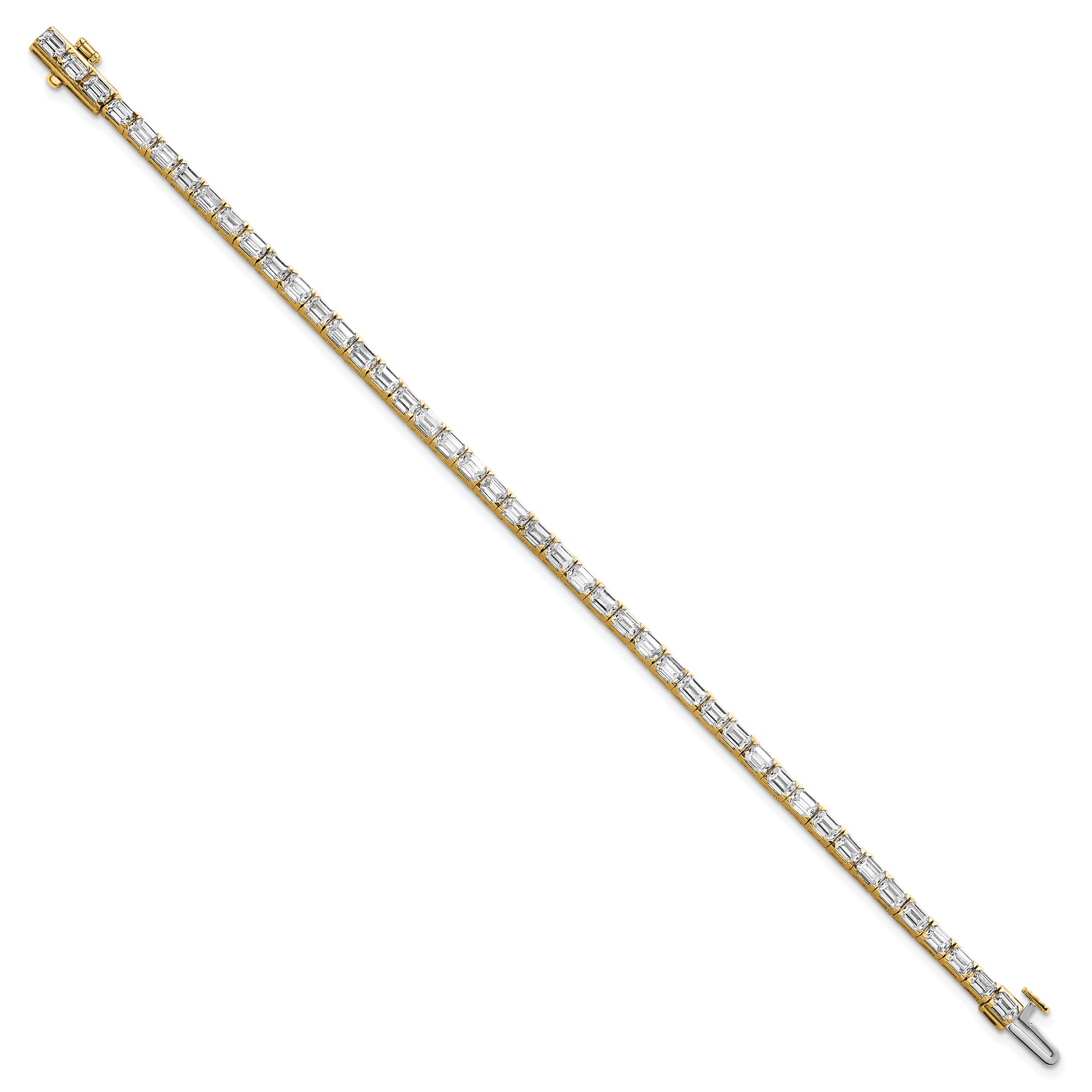 14k Yellow Gold 7 Ct. Lab Grown Diamond VS/SI+ G+ Emerald Tennis Bracelet