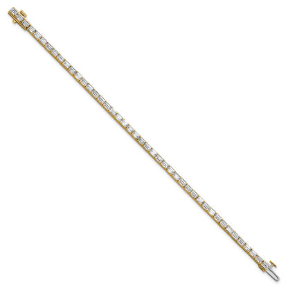 14k Yellow Gold 7 Ct. Lab Grown Diamond VS/SI+ G+ Emerald Tennis Bracelet