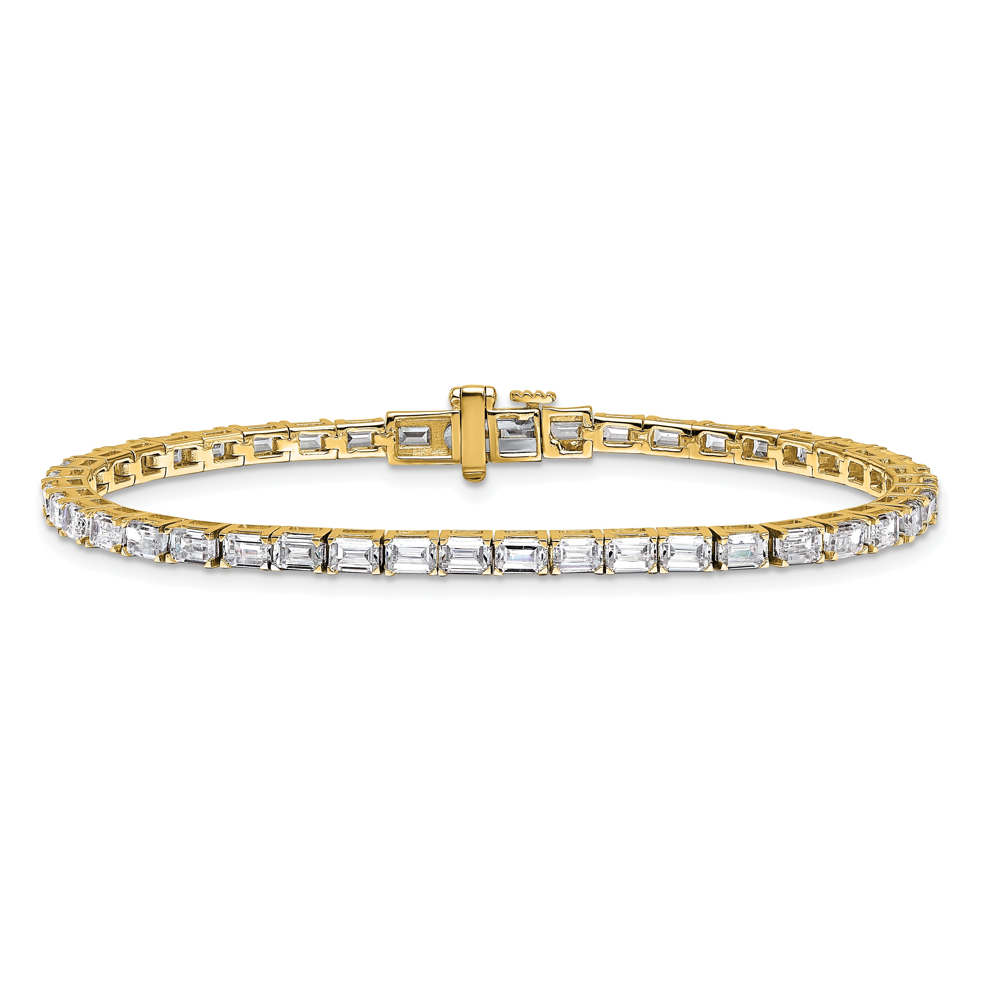 14k Yellow Gold 7 Ct. Lab Grown Diamond VS/SI+ G+ Emerald Tennis Bracelet