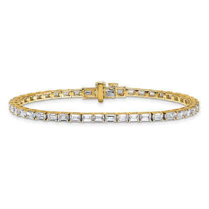 14k Yellow Gold 7 Ct. Lab Grown Diamond VS/SI+ G+ Emerald Tennis Bracelet