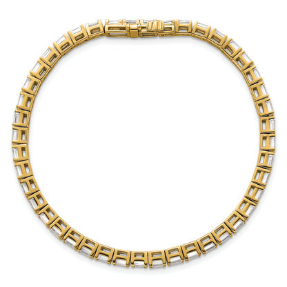 14k Yellow Gold 7 Ct. Lab Grown Diamond VS/SI+ G+ Emerald Tennis Bracelet