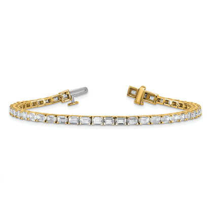 14k Yellow Gold 7 Ct. Lab Grown Diamond VS/SI+ G+ Emerald Tennis Bracelet
